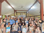Mahasiswa KKN UNDIP Gelar Sosialisasi Manajemen Pembudidayaan Hingga Pasca Pakan Ikan Lele A group of people posing for a photo Description automatically generated