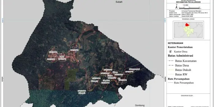 Atasi Masalah Kebersihan Lingkungan, Mahasiswa KKN Petakan Rute Pengangkutan Sampah di Desa Bandung Peta Rute Persampahan
