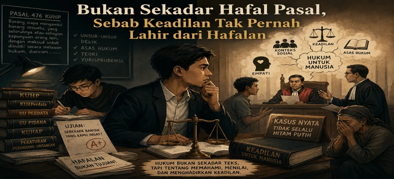 Bukan Sekadar Hafal Pasal, Sebab Keadilan Tak Pernah Lahir dari Hafalan